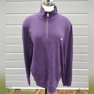 Burberry London Men’s XL 1/4 Zip Pullover Purple Nova Check Trim Sweatshirt